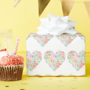 Waterverf Bloemhart Cadeaupapier