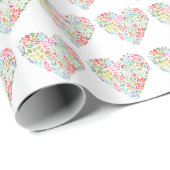 Waterverf Bloemhart Cadeaupapier (Rol Hoek)