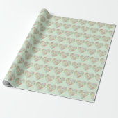 Waterverf Bloemhart Op Groen Cadeaupapier (Uitgerold)