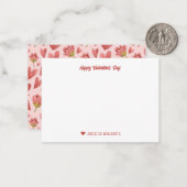 Waterverf Bloemhartpatroon Valentijnsdag Notitiekaartje (Voorkant / Achterkant in situ)