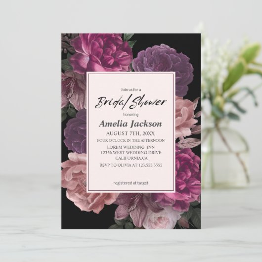 Waterverf Bloemig Donker Moody Zwart vrijgezellenf Kaart (Staand voorkant)