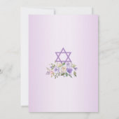 Waterverf Bloemig Lavendel Paars Ster Bat Mitzvah Kaart (Achterkant)