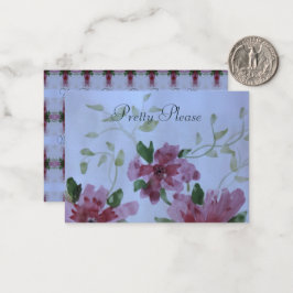 Waterverf bloemig met roze en blauw notitiekaartje