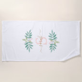 Waterverf Bloemig Monogram Strandlaken (Voorkant)