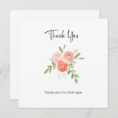 Waterverf Bloemig Perzik Koraal Roze Bedankkaart (Voorkant / Achterkant)