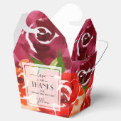 Waterverf Bloemig Rood Oranje Claret Bedankdoosjes (Geopend)