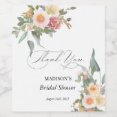 Waterverf Bloemig Roze Groen Bruidsdiner Wijn Etiket (Enkel label)