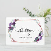 Waterverf Bloemig Script Huwelijk Bedankkaart (Staand voorkant)