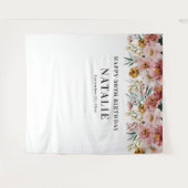 Waterverf bloemige 30e verjaardag roze chic meisje wandkleed (Voorkant (horizontaal))