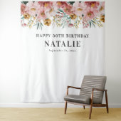 Waterverf bloemige 30e verjaardag roze chic wandkleed (In situ)