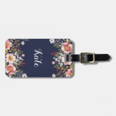 Waterverf Bloemige Aangepaste Monogram Bagage Labe Bagagelabel (Voorkant horizontaal)