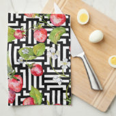 Waterverf bloemige aardbei geometrisch patroon theedoek (Quarter Fold)