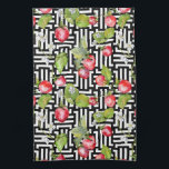 Waterverf bloemige aardbei geometrisch patroon theedoek<br><div class="desc">Dit kleurrijke ontwerp is voorzien van waterverf zomerse aardbeienbloemen over een zwart-wit geometrisch patroon. Perfect als cadeau of in je keuken. #strawberry #waterverf #pattern #geometric #geometrical #blackandwhite #b&w #floral #botanical #flowers #kitchen #modern #fun #colorful #towels #kitchentowels #home #gifts #teatowels #trendy #stylish #style #elegant #chic</div>