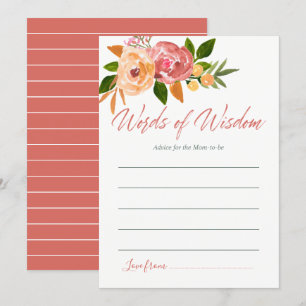 Waterverf bloemige Advies voor Moeder Baby Shower Kaart