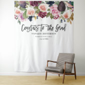 Waterverf bloemige afstudeercongratificatiebanner wandkleed (In situ)