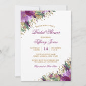 Waterverf Bloemige Amethyst Bruiloft Feest Kaart (Voorkant)