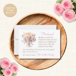 Waterverf Bloemige Baby Shower Bedankkaartjes Notitiekaartje