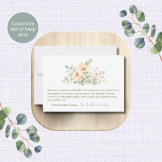 Waterverf Bloemige Baby Shower Bedankkaartjes Notitiekaartje