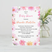 Waterverf Bloemige Baby Shower Uitnodiging (Staand voorkant)