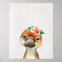 Waterverf Bloemige Baby Vogelbekdier Australische