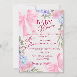 Waterverf bloemige babyshower uitnodiging