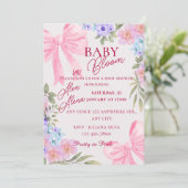 Waterverf bloemige babyshower uitnodiging (Staand voorkant)
