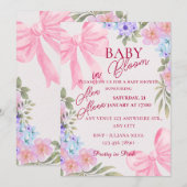 Waterverf bloemige babyshower uitnodiging (Voorkant / Achterkant)