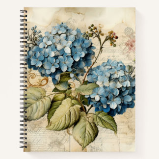 Waterverf Bloemige Blauwe Hortensia Notitieboek