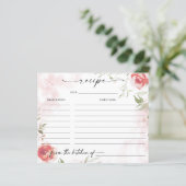 Waterverf Bloemige Blush Bruiloft Receptkaart (Staand voorkant)