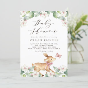 Waterverf Bloemige Bos Baby Herten Baby Shower Kaart