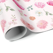 Waterverf Bloemige Bruid In Bloei Bruiloft Feest Cadeaupapier (Rol Hoek)