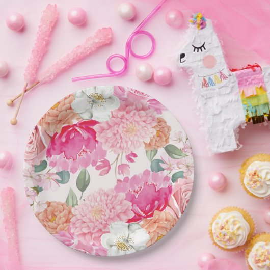 Waterverf Bloemige Bruid In Bloei Bruiloft Feest Papieren Bordje (Feest)