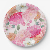 Waterverf Bloemige Bruid In Bloei Bruiloft Feest Papieren Bordje (Voorkant)