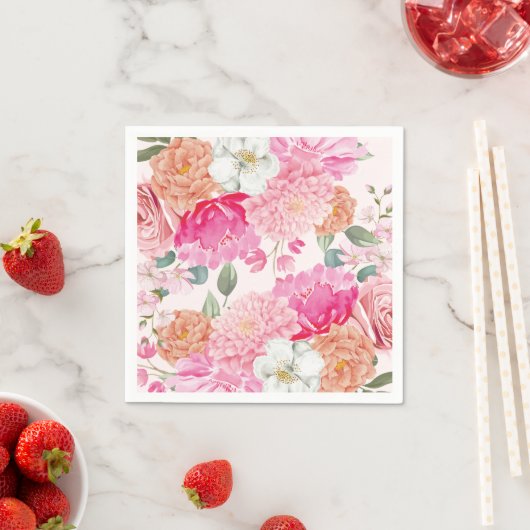 Waterverf Bloemige Bruid In Bloei Bruiloft Feest Servet (Insitu)