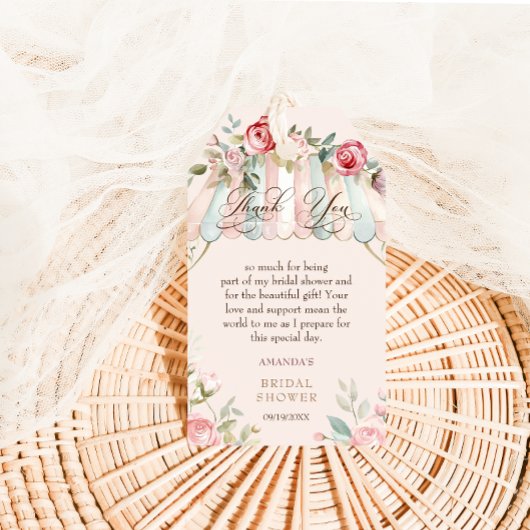 Waterverf Bloemige Bruidsdouche Bedankkaartje Cadeaulabel