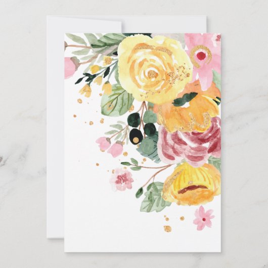 Waterverf Bloemige Bruiloft Kaart (Achterkant)