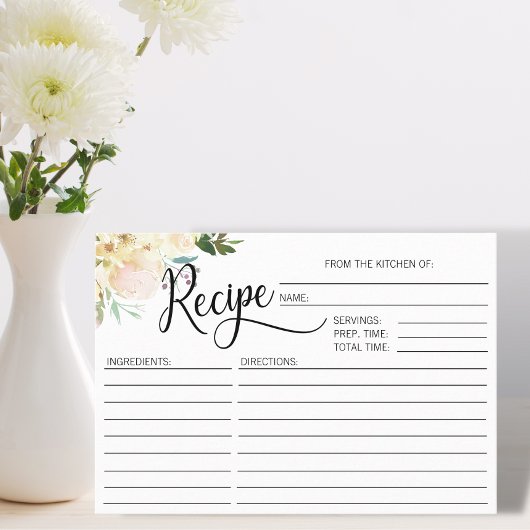 Waterverf Bloemige Bruiloftsdouche RECEPT Informatiekaartje