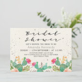 Waterverf Bloemige Cactus Bruiloft Uitnodiging (Staand voorkant)