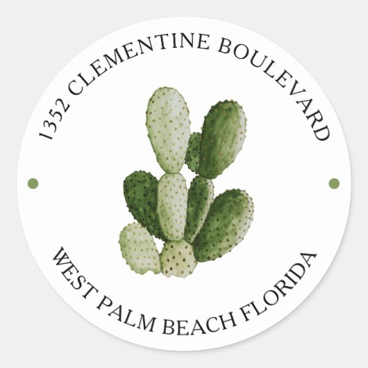 Waterverf Bloemige Cactus Retouradres Labels (Voorkant)