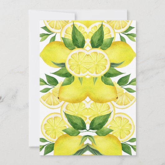 Waterverf bloemige citroenfruit naadloze rand kaart (Achterkant)