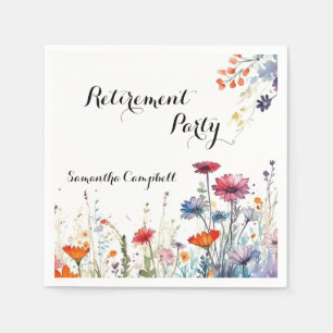 Waterverf Bloemige Elegante Pensioenfeest Servet