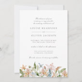 Waterverf Bloemige Elegante Script Bruiloft Kaart (Voorkant)