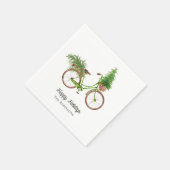Waterverf Bloemige Fiets Kerstfeest Servet (Hoek)