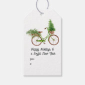 Waterverf Bloemige Fiets Kerstmis Cadeaulabel (Voorkant)