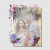 Waterverf bloemige franse lila lavendel bruiloft vellum uitnodigingen (Offset (Koppel))