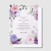 Waterverf bloemige franse lila lavendel bruiloft vellum uitnodigingen (Offset)