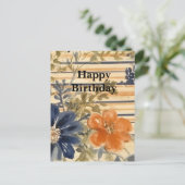 Waterverf Bloemige Gelukkige Verjaardag Briefkaart (Staand voorkant)