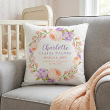 Waterverf Bloemige Gepersonaliseerde Baby Geboorte