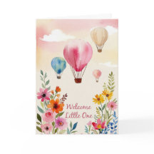 Waterverf Bloemige Heet Lucht Ballon Baby Borrelka