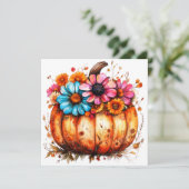 Waterverf Bloemige Herfst Pompoen (Staand voorkant)